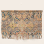 Persian Motif III // 17th Century Ornate Rose Gold Silver Royal Blue Yellow Flowery Accent Rug Patte Wall Hanging Gallery Image 1