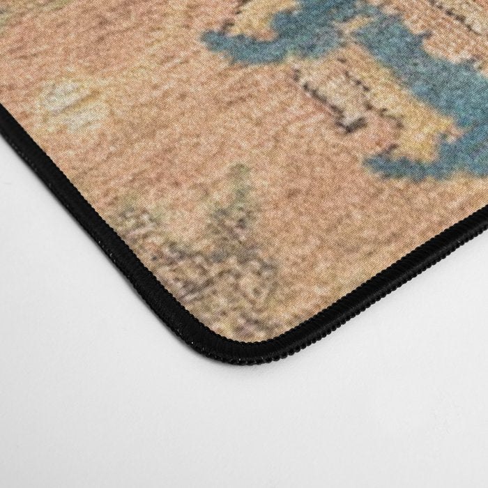 Persian Motif III // 17th Century Ornate Rose Gold Silver Royal Blue Yellow Flowery Accent Rug Patte Desk Mat Gallery Image 4