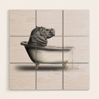 Hippo in Bath Wood Wall Art Gallery Image 1