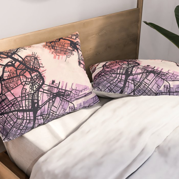 Boston Massachusetts Street Map Pillow Sham Gallery Image 2