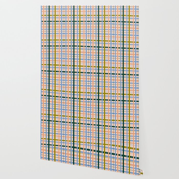 Gingham Pattern - green, blue and orange colors Wallpaper Gallery Image 2
