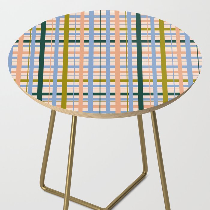 Gingham Pattern - green, blue and orange colors Side Table Gallery Image 2