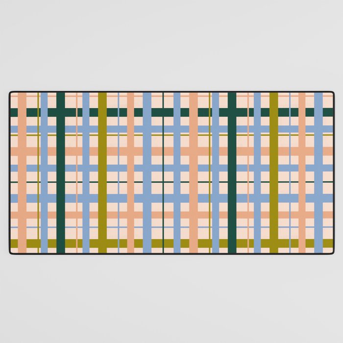 Gingham Pattern - green, blue and orange colors Desk Mat Gallery Image 3