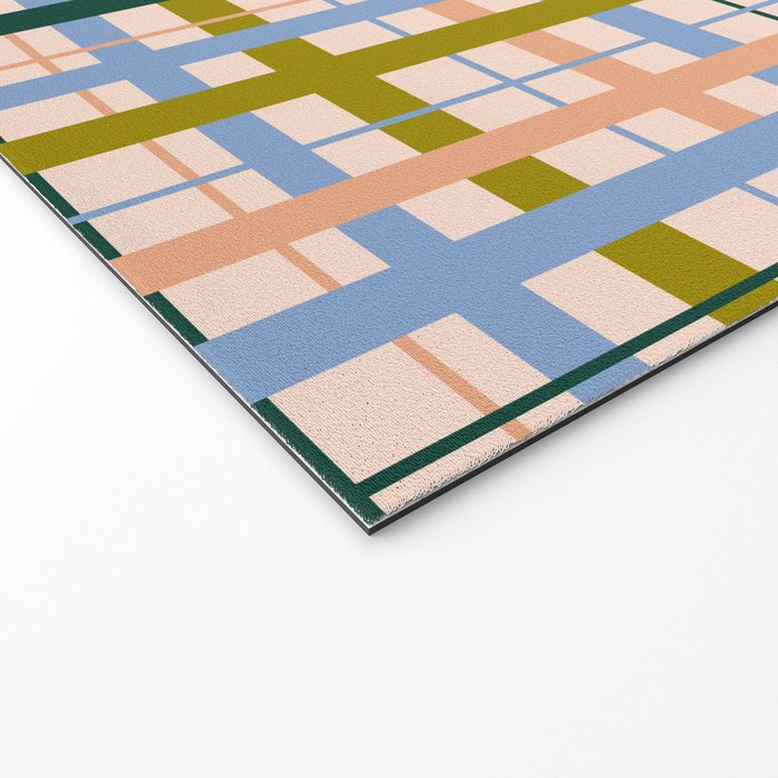 Gingham Pattern - green, blue and orange colors Welcome Mat Gallery Image 2