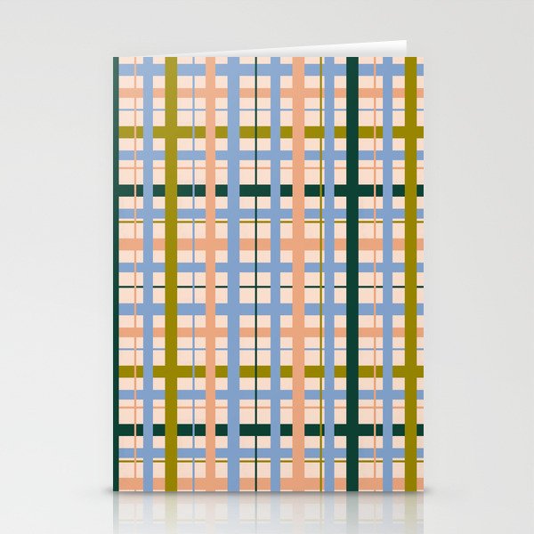 Gingham Pattern - green, blue and orange colors Stationery Card Gallery Image 2