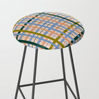 Gingham Pattern - green, blue and orange colors Stool Gallery Image 2