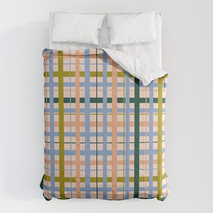 Gingham Pattern - green, blue and orange colors Comforter Gallery Image 1