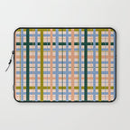 Gingham Pattern - green, blue and orange colors Laptop Sleeve Gallery Image 1