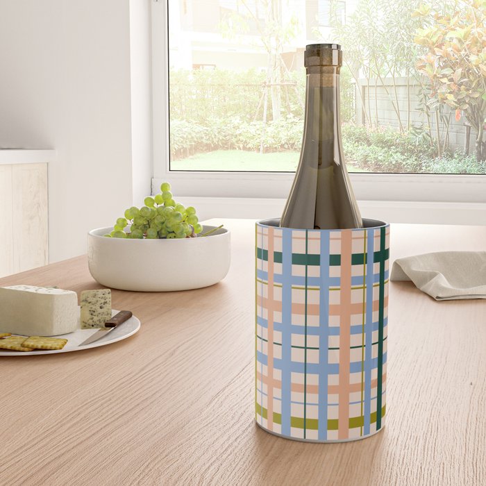 Gingham Pattern - green, blue and orange colors Wine Chiller Gallery Image 4