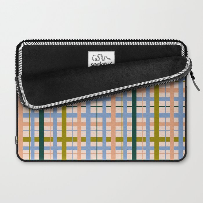 Gingham Pattern - green, blue and orange colors Laptop Sleeve Gallery Image 2