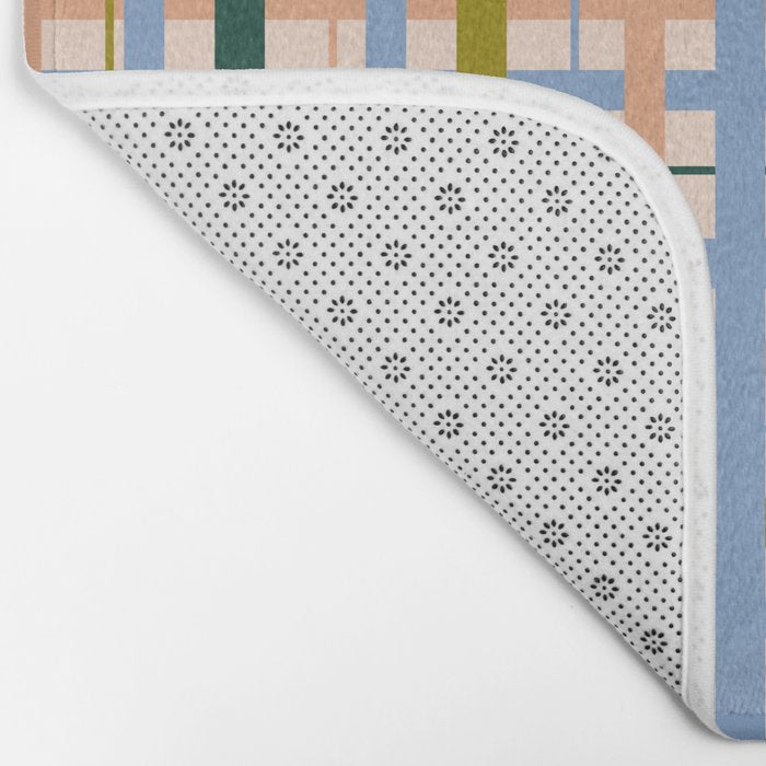 Gingham Pattern - green, blue and orange colors Bath Mat Gallery Image 2