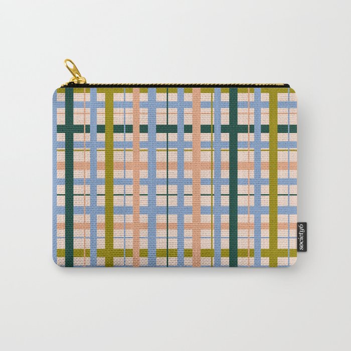 Gingham Pattern - green, blue and orange colors Carry All Pouch Gallery Image 1