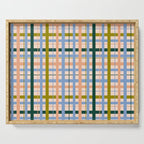 Gingham Pattern - green, blue and orange colors Serving Tray Gallery Image 1