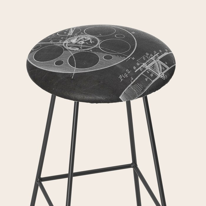 Film Reel Patent - Classic Cinema Art - Black Chalkboard Stool Gallery Image 2