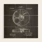 Film Reel Patent - Classic Cinema Art - Black Chalkboard Wood Wall Art Gallery Image 1