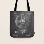 Film Reel Patent - Classic Cinema Art - Black Chalkboard Tote Bag Gallery Image 1