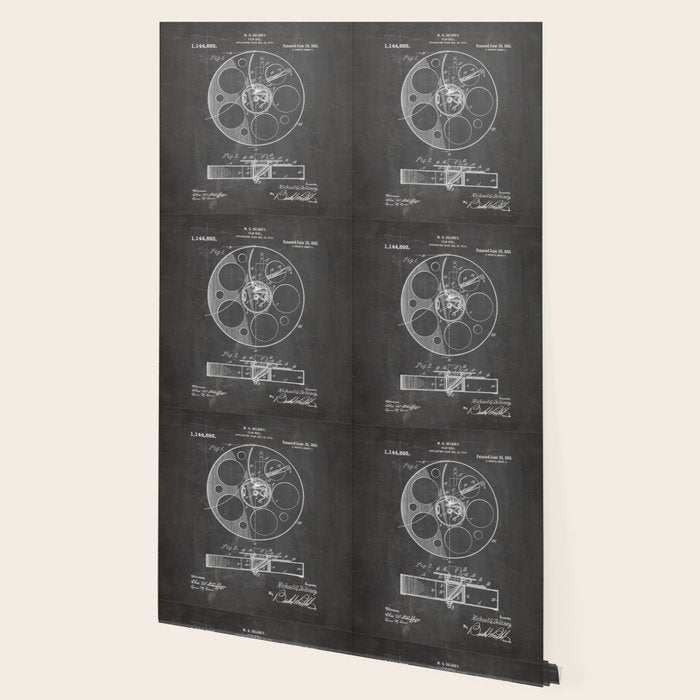 Film Reel Patent - Classic Cinema Art - Black Chalkboard Wallpaper Gallery Image 2