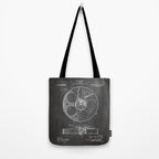 Film Reel Patent - Classic Cinema Art - Black Chalkboard Tote Bag Gallery Image 2