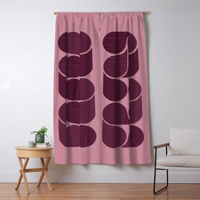 Elegant Burgundy Teardrop Pattern on Mauve Window Curtain Gallery Image 5