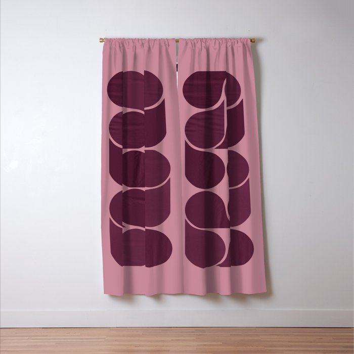 Elegant Burgundy Teardrop Pattern on Mauve Window Curtain Gallery Image 3
