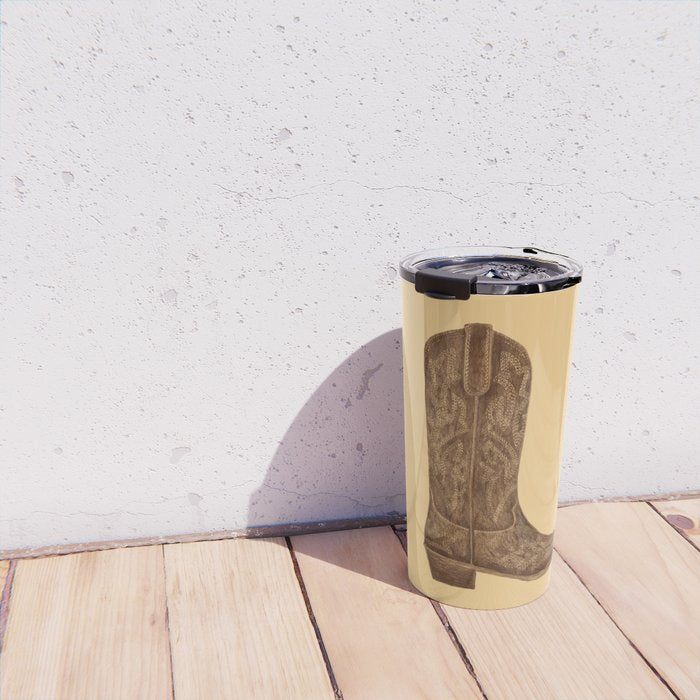 Brown Cowgirl Boot Travel Mug Gallery Image 4