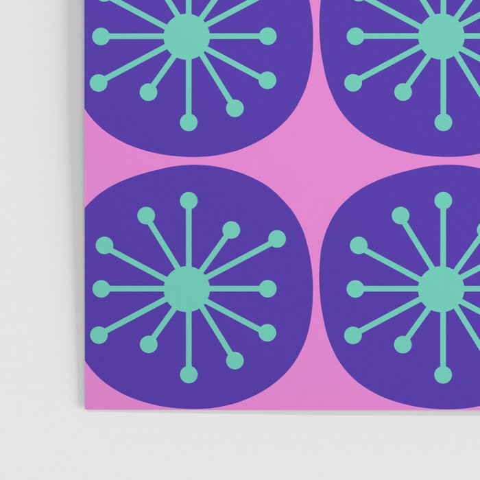 Mid Century Modern Atomic Dots Retro Pattern Purple Pink Poster Gallery Image 3