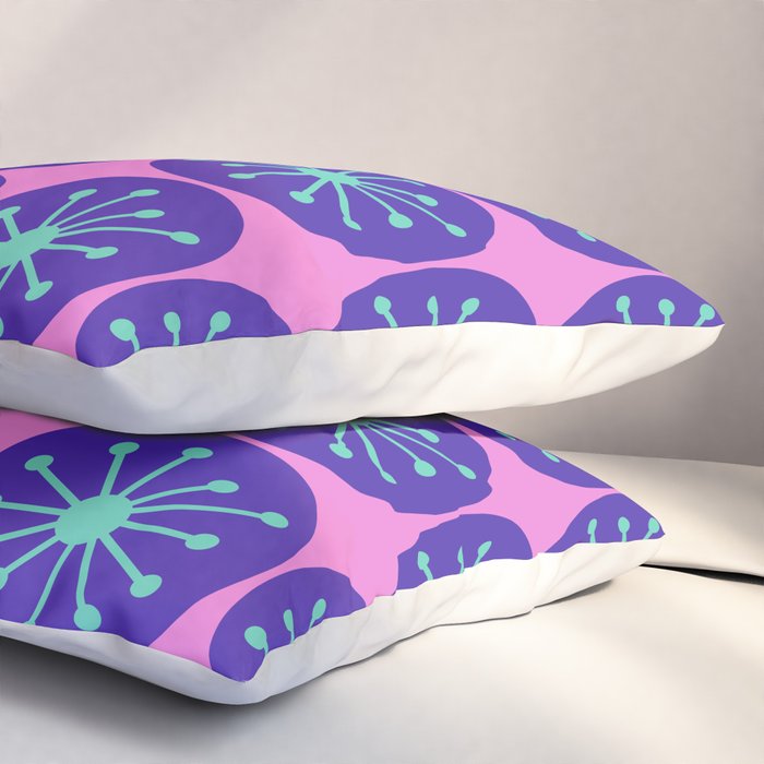 Mid Century Modern Atomic Dots Retro Pattern Purple Pink Pillow Sham Gallery Image 3