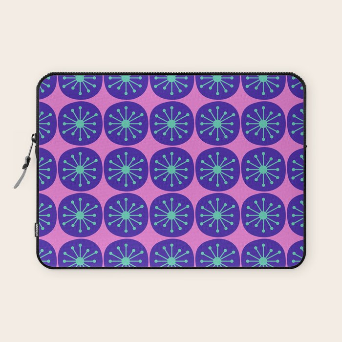 Mid Century Modern Atomic Dots Retro Pattern Purple Pink Laptop Sleeve Gallery Image 1