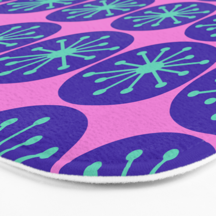 Mid Century Modern Atomic Dots Retro Pattern Purple Pink Bath Mat Gallery Image 3