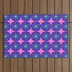 Mid Century Modern Atomic Dots Retro Pattern Purple Pink Outdoor Rug Gallery Image 1