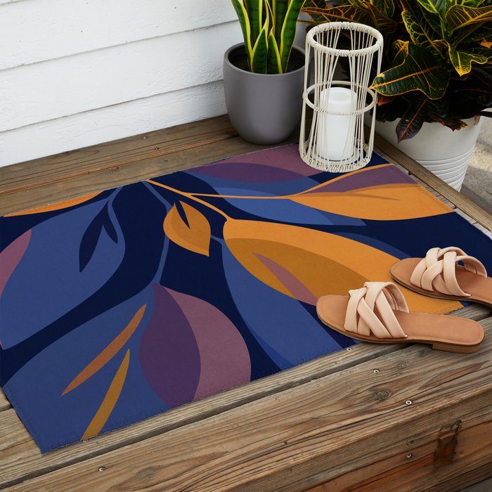 Scorpio Dark Abstract Botanical Outdoor Rug Gallery Image 2