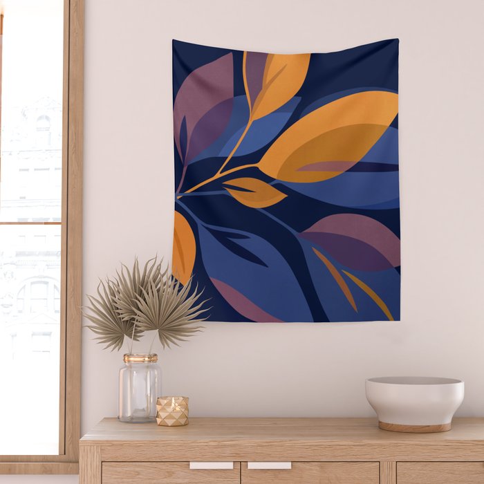 Scorpio Dark Abstract Botanical Wall Tapestry Gallery Image 2