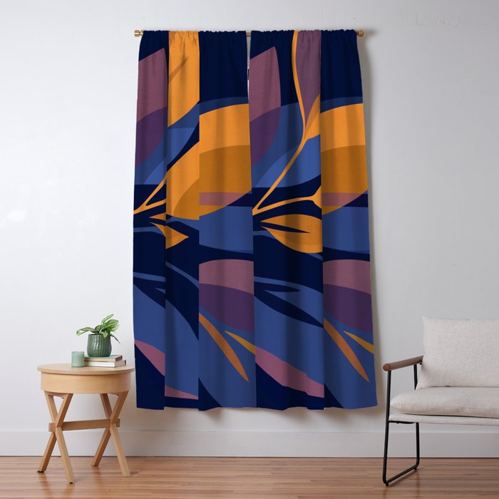 Scorpio Dark Abstract Botanical Window Curtain Gallery Image 5