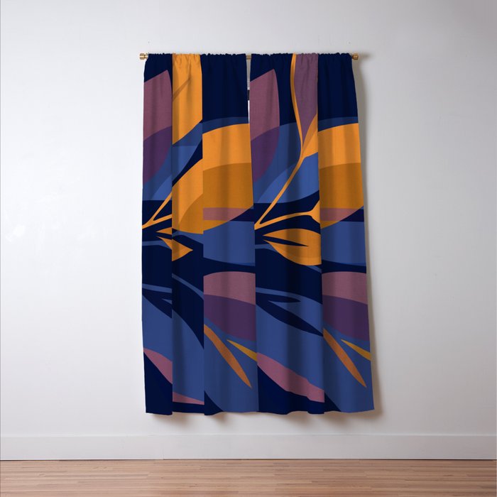 Scorpio Dark Abstract Botanical Window Curtain Gallery Image 3