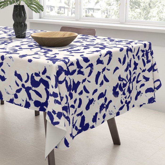 Mediterranean blue handmade floral Tablecloth Gallery Image 3