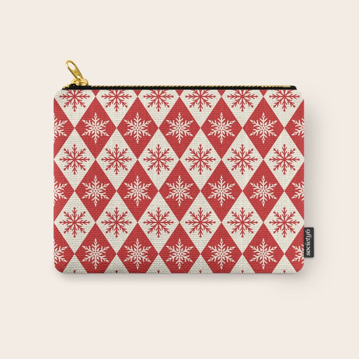 Festive Red & White Snowflake Pattern Carry All Pouch Gallery Image 1