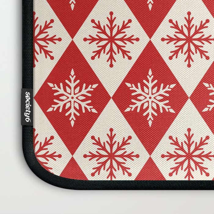 Festive Red & White Snowflake Pattern Laptop Sleeve Gallery Image 3