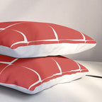 Mid Century Modern Flux Minimalist Check Grid Pattern in Red and Cream Pillow Sham Gallery Image 3