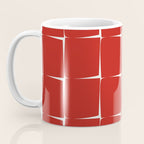 Mid Century Modern Flux Minimalist Check Grid Pattern in Red and Cream Coffee Mug Gallery Image 3