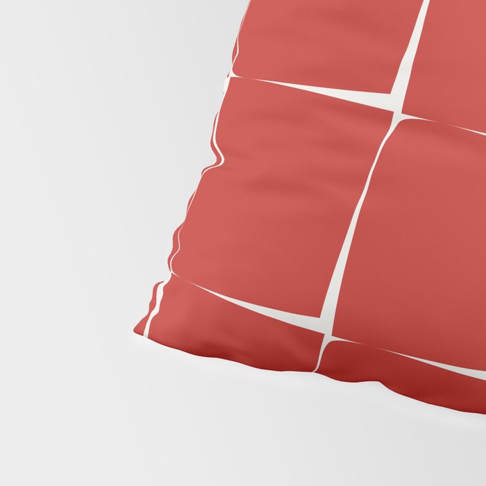Mid Century Modern Flux Minimalist Check Grid Pattern in Red and Cream Pillow Sham Gallery Image 4