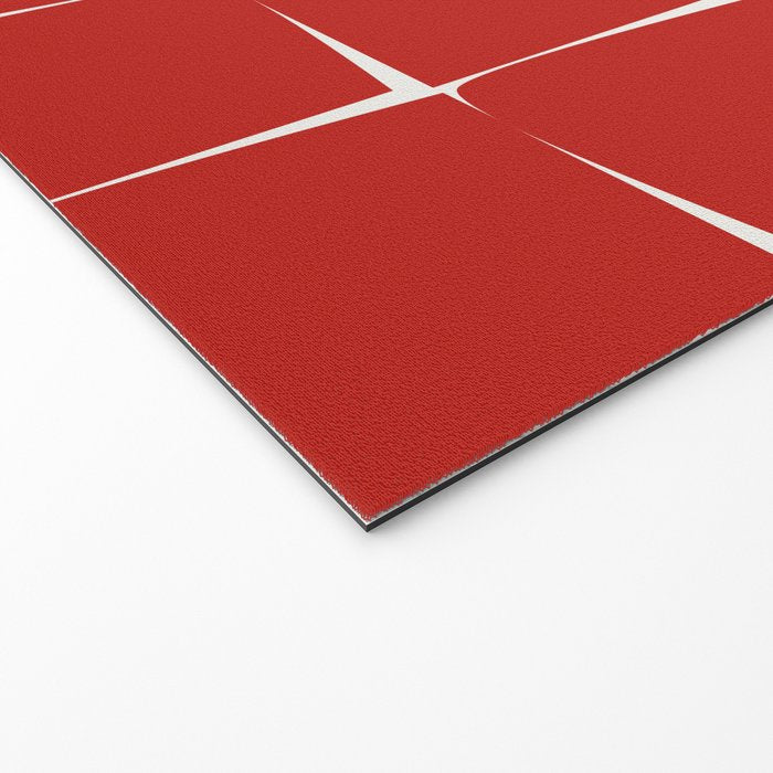 Mid Century Modern Flux Minimalist Check Grid Pattern in Red and Cream Welcome Mat Gallery Image 2
