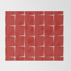 Mid Century Modern Flux Minimalist Check Grid Pattern in Red and Cream Throw Blanket Gallery Image 2