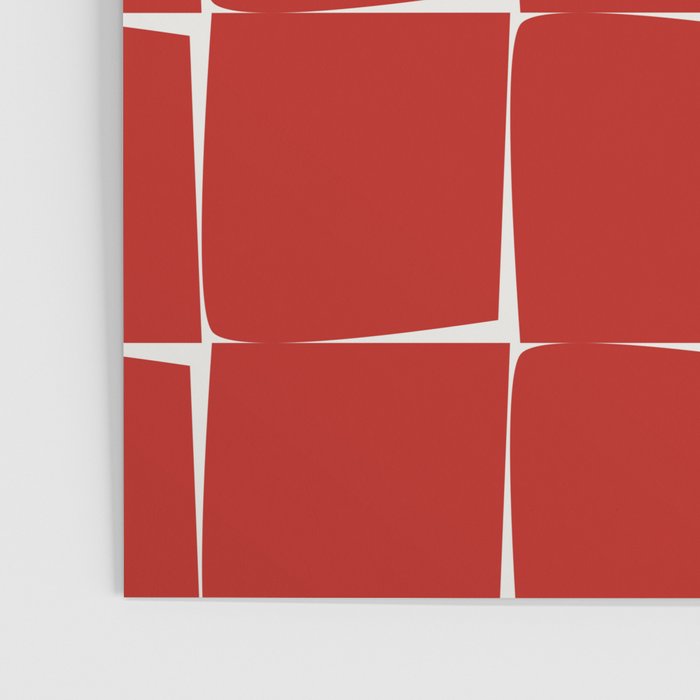 Mid Century Modern Flux Minimalist Check Grid Pattern in Red and Cream Poster Gallery Image 3