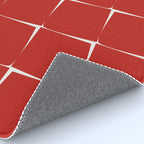 Mid Century Modern Flux Minimalist Check Grid Pattern in Red and Cream Rug Gallery Image 4