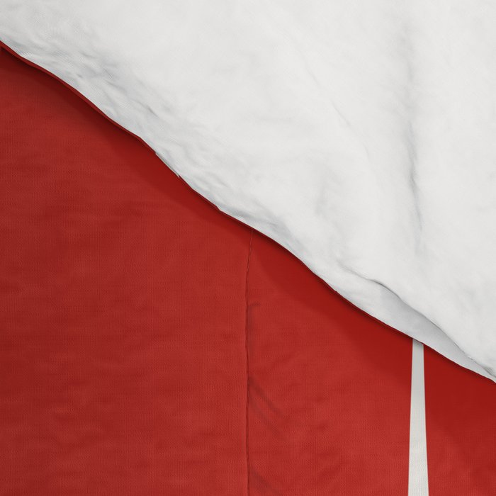 Mid Century Modern Flux Minimalist Check Grid Pattern in Red and Cream Comforter Gallery Image 4