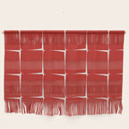 Mid Century Modern Flux Minimalist Check Grid Pattern in Red and Cream Wall Hanging Gallery Image 1