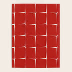 Mid Century Modern Flux Minimalist Check Grid Pattern in Red and Cream Poster Gallery Image 4