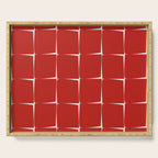 Mid Century Modern Flux Minimalist Check Grid Pattern in Red and Cream Serving Tray Gallery Image 1