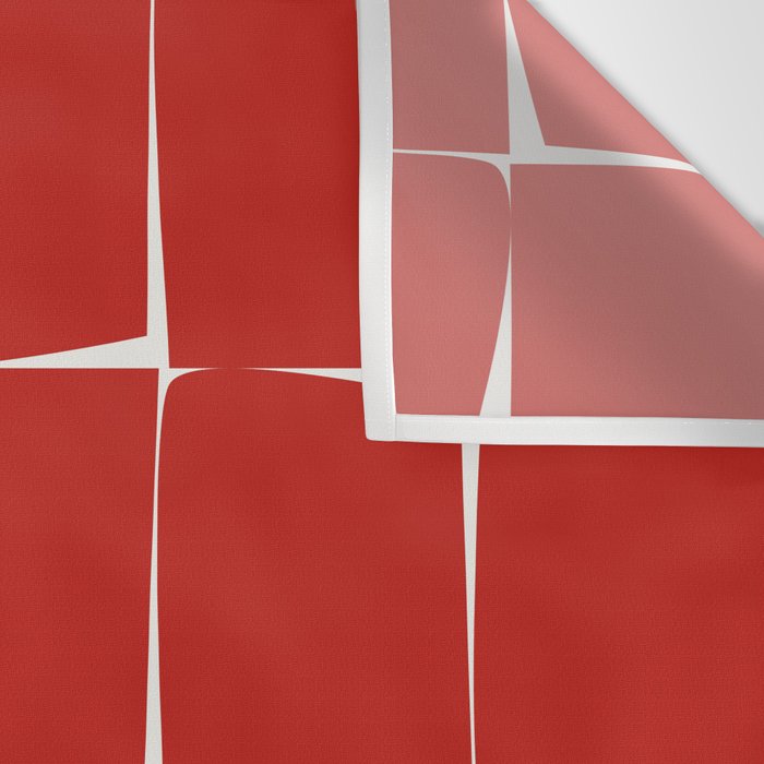 Mid Century Modern Flux Minimalist Check Grid Pattern in Red and Cream Wall Tapestry Gallery Image 3