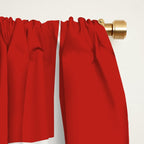 Mid Century Modern Flux Minimalist Check Grid Pattern in Red and Cream Window Curtain Gallery Image 2